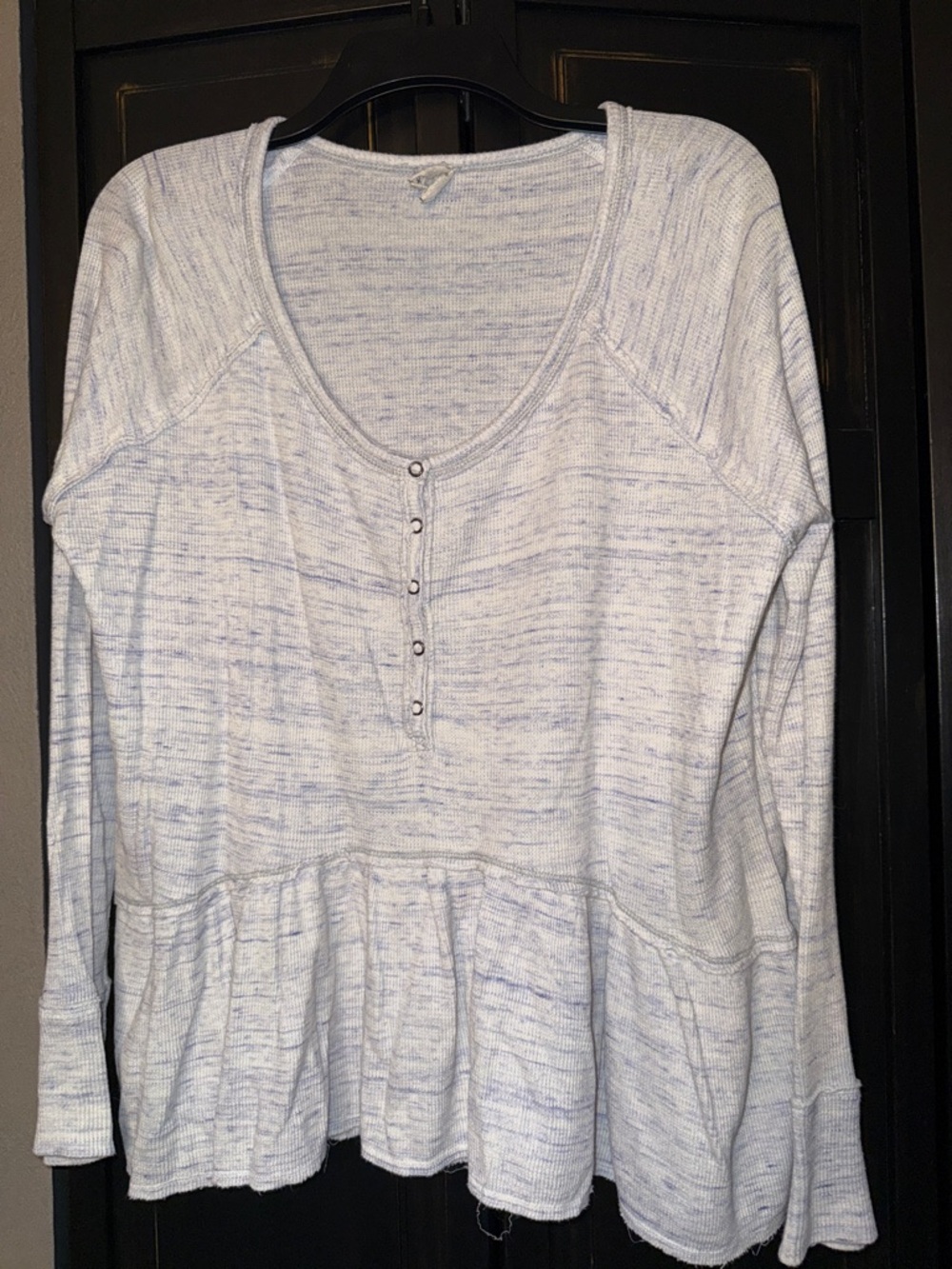 We The Free Light Blue Heather Peplum Henley Top